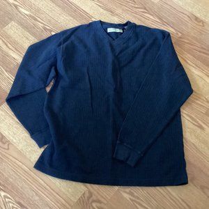 Naturalife Black Ribbed V-Neck Cotton Pullover Sweater Size L